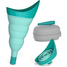 Foldable Female Urinal for Women – Portable Pee Funnel with Tube & Case, Compatible with She-Pee Cup, Travel-Friendly, A-Blue