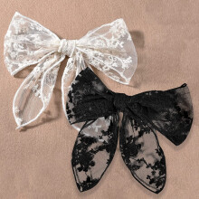 2 Pack Lace Large Hair Bows for Girls – Cute Hair Ties for Wedding, Party, Beach, School – Compatible with Baby, Toddler, Teen