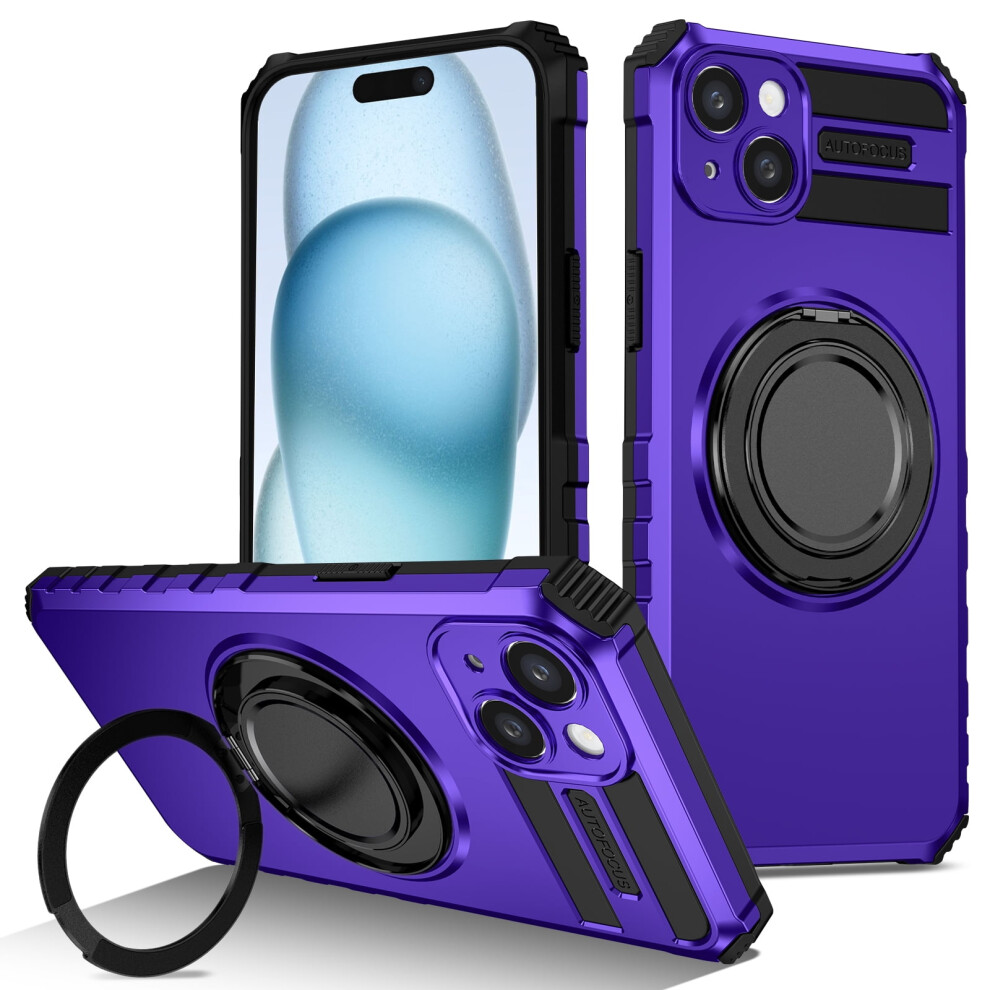 Iphone 15 Case With Rotatable Magnetic Stand And Purple 971050704104