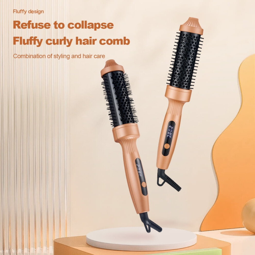 2-in-1 volumizing hot brush and straightener comb gold