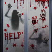 Hariumiu Decor Halloween Window Clings, Blood Handprint Scary Halloween Decoration Window Stickers Decals for Wall, Floor, Window, Bathroom, Zombie
