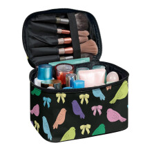 8.86 x 6.5 x 5.9 Inches Travel Accessories Organizer Colorful Birds Bows Travel Cosmetic Makeup Bag Light Storage Pockets for Men Women