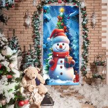 Merry Christmas Front Door Banner Cover, 35x71 Inch Decorative Holiday Scene for Enhancing Your Home's Festive Ambiance