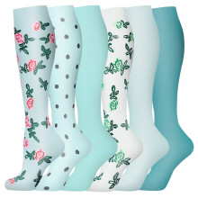 Compression Socks for Women Circulation Knee High 6 Pairs for Nurses, Running, Travel, Athletic,Style 36