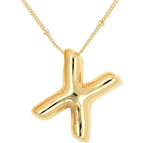 Bubble Letter Necklace Gold Plated Initial Pendant