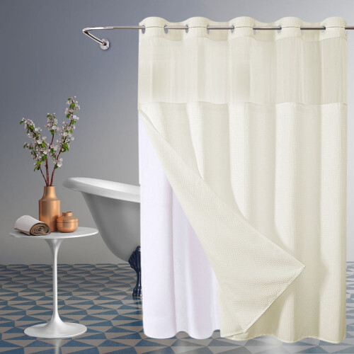 Σετ Κουρτίνας Μπάνιου και Επένδυσης Waffle 72" x 86" με 1