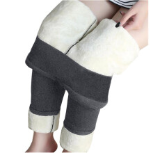 Women's Thermal Leggings Fleece-Lined High-Waisted Grey 4XL