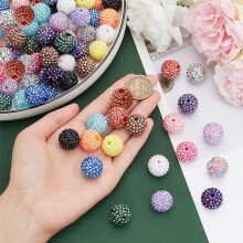 Rhinestone Beads 20mm 85pcs 17 Colors Acrylic Round