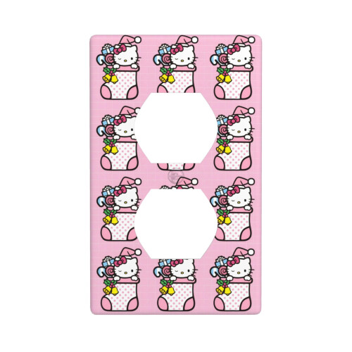 Χριστουγεννιάτικη εκτύπωση Hello Kitty με 2 πρίζες, διακοσμητικό κάλυμμα πρίζας από