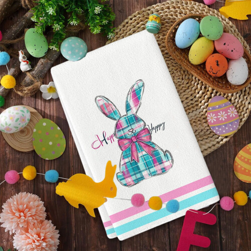 Spring Kitchen Towels Bunny Hydrangea 18x28 inch Set of 1