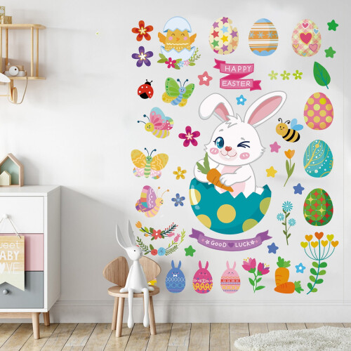 Multicolor Plastic Easter Stickers 11.81 x 8.66 Inches