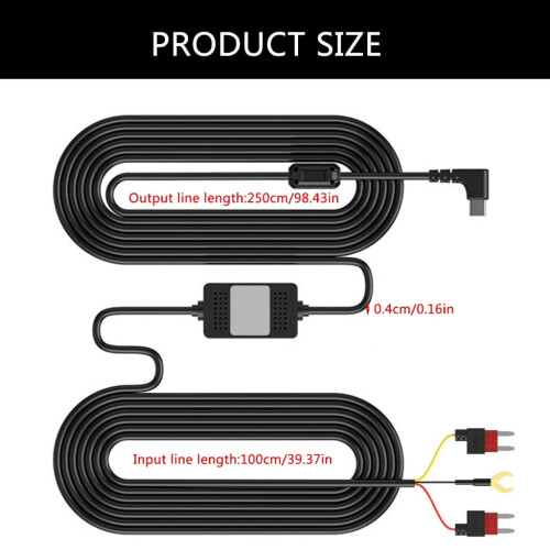 Κιτ καλωδίωσης κάμερας αυτοκινήτου USB-C με ασφάλεια και χαμηλή τάση 2