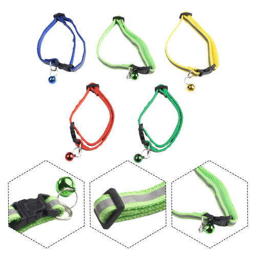 Collier de sécurité réfléchissant à ouverture rapide pour chat avec clochette 1