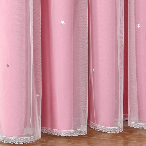 Double-Layer Sheer and Blackout Curtains with Lace Star 1