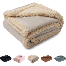 Loveshield Waterproof Fuzzy Microfiber Blanket Beige