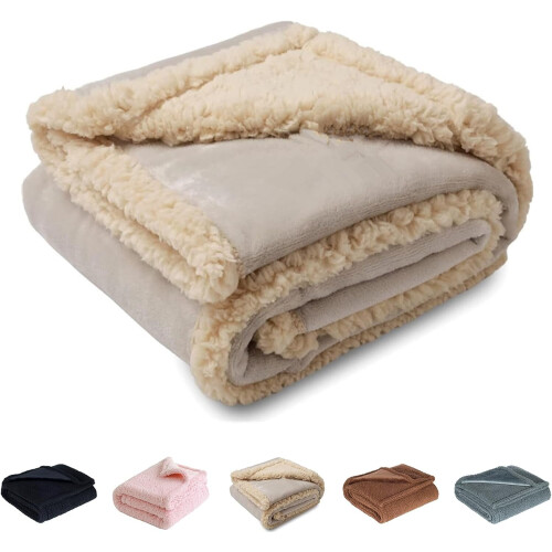 Loveshield Waterproof Fuzzy Microfiber Blanket Beige
