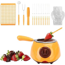 Electric Chocolate Melting Pot Orange with Molds and Forks