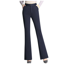 Women's Navy Blue High-Waist Wide-Leg Palazzo Pants L
