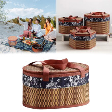 Cesto de armazenamento em rattan trançado estilo jacinto vintage