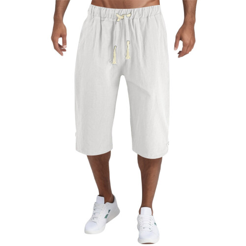 Weite Herrenhose mit Taschen, weiß, Größe M