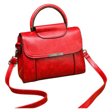 Dámska kožená retro crossbody kabelka, štvorcová