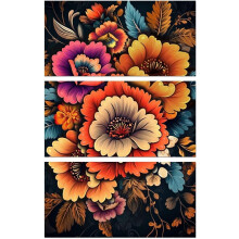 Bohemian Flower Rub-on Transfer Decals 6x12 in 3 pcs