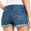 Dame denimshorts mørkeblå med middels mid-rise elastiske 4