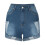 Dame denimshorts mørkeblå med middels mid-rise elastiske 5