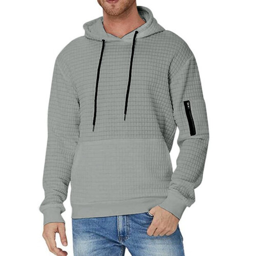 Herren-Langarm-Hoodie, Hellgrau, Größe M 1
