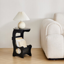 White Small Bedside Table PVC Storage Cabinet 1 Piece