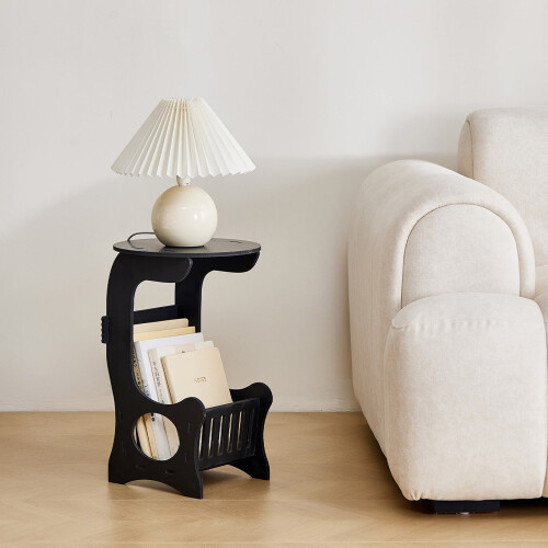 White Small Bedside Table PVC Storage Cabinet 1 Piece