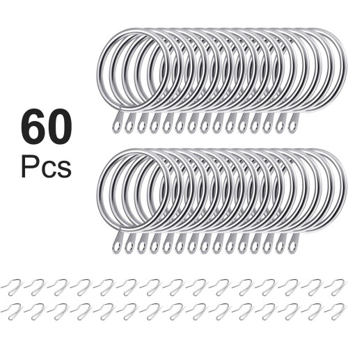 Metalgardinringe og -kroge 30+30 stk. 32 mm sorte 2