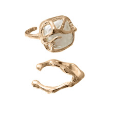 Irregular Pearl Silver Ring Set for Women Baroque Design