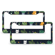 Cat Mom License Plate Frame Aluminum 2 Pack