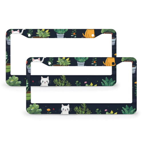 Cat Mom License Plate Frame Aluminum 2 Pack