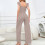 Women's Solid Casual 2-Piece Set Top & Pants Coffee L 4
