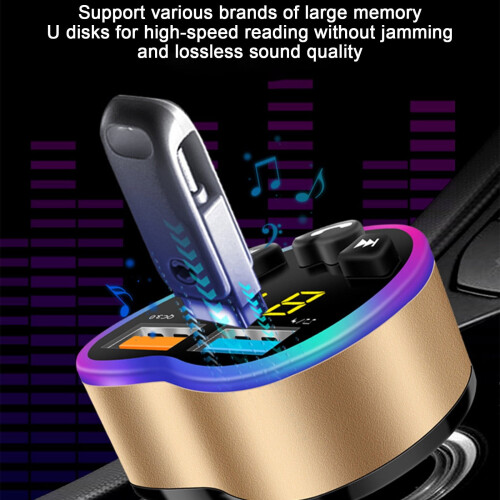 USB Car Adapter Wireless Bluetooth Kit QC3.0 Fast USB Charger Hands- FM Bluetooth Transmitter 1