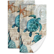 Sea Turtle Hand Towel Set of 2 27.5 x 16 Inches