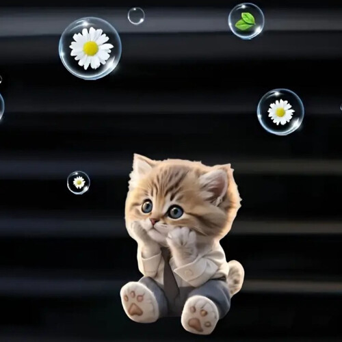 Désodorisant pour voiture Cat, clip de ventilation, design plat 2D