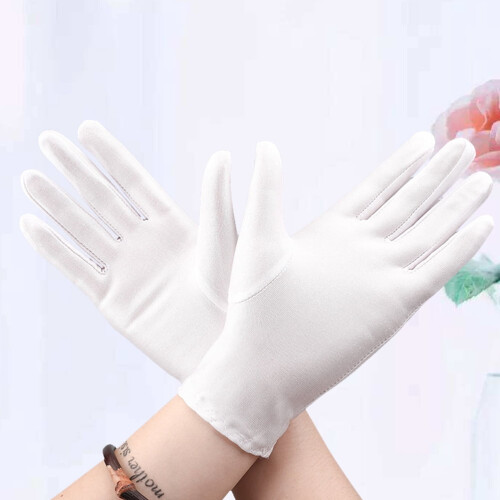 Vita elastiska spandexhandskar smyckesinspektion Medium3 2