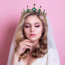 Wedding hair barrette crown Baroque green 1 piece