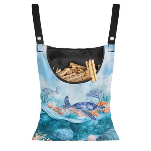 Sac de rangement Ocean Turtle lavable, sac à pinces à linge suspendu 2