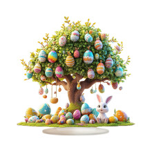 Easter Bunny Table Centerpiece, Acrylic 2D Bunny & Eggs Sign for Spring Home Decor – Compatible with Easter Party Supplies