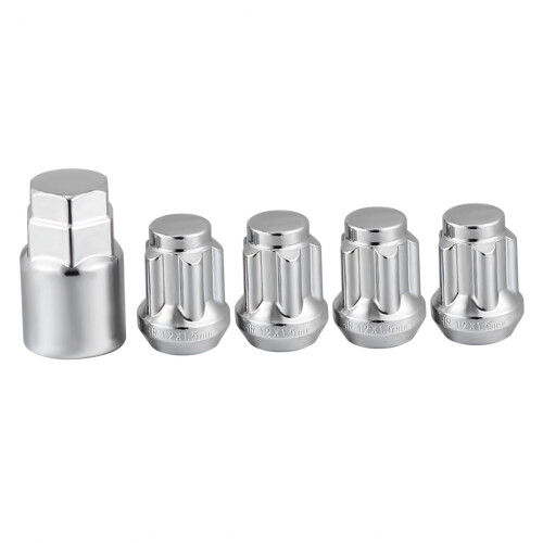 Silver Wheel Lock Lug Nuts Anti-Theft 4 pcs with Sleeve 2