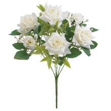 1 Pc Long Stem Silk Velvet Rose, Real Touch Faux Flower for Wedding, Bridal Bouquet, Home/Office Decor – 12.2" White