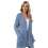 Women's brushed knit cardigan long open front blue 4