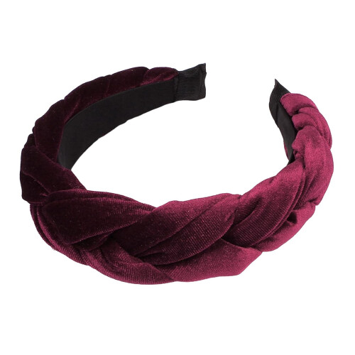 Fascia per capelli da donna in velluto intrecciato, antiscivolo e larga 1