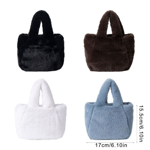 Dames schoudertas van imitatiebontfleece 2