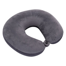 Memory Foam Travel Neck Pillow with Washable Cover, Grey – Compatible with Airplane & Neck Sleeping