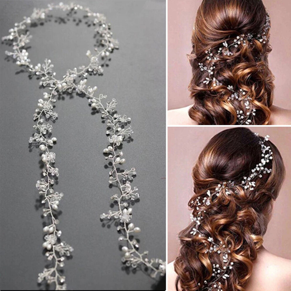 Bride Hair Band with Rhinestones and Imitation Pearls